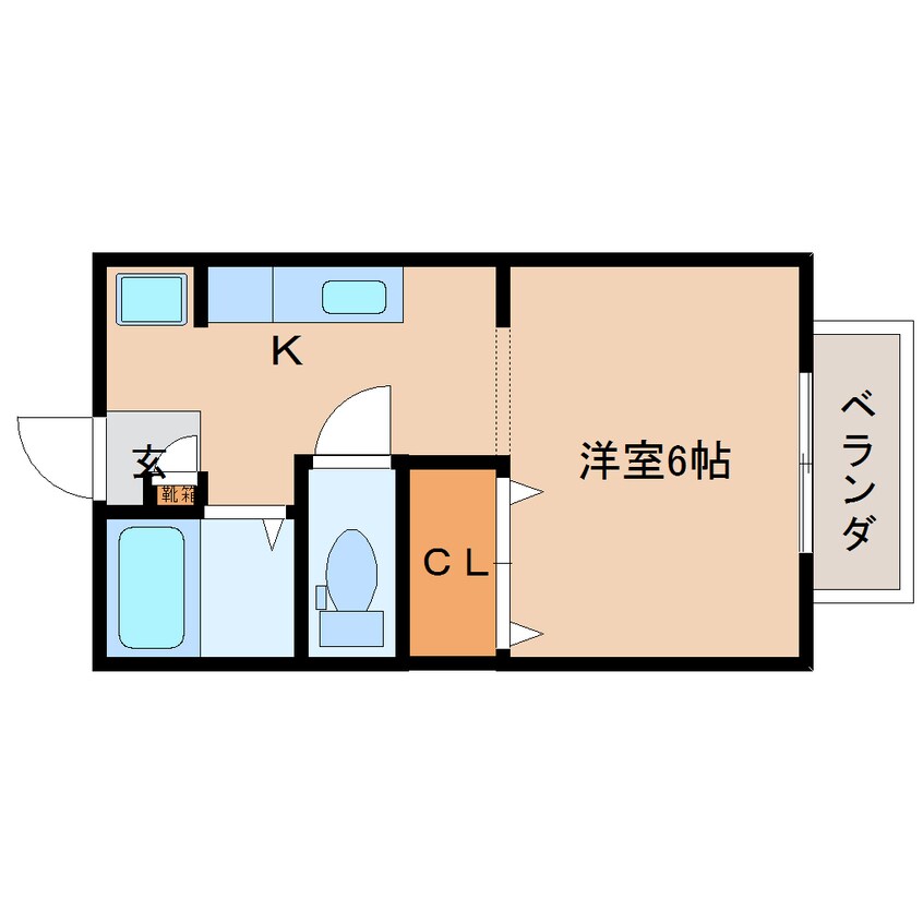間取図 近鉄京都線/新祝園駅 徒歩2分 1階 築28年