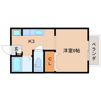 間取図 近鉄京都線/新祝園駅 徒歩2分 1階 築28年
