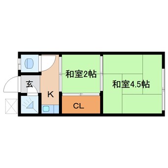 間取図 近鉄難波線・奈良線/大和西大寺駅 徒歩10分 2階 築49年