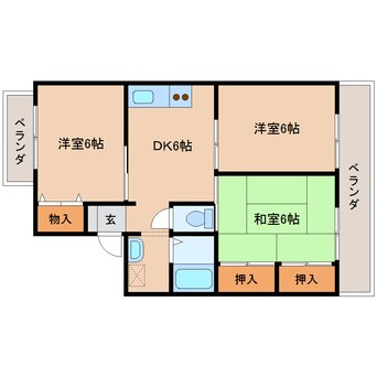 間取図 近鉄京都線/新祝園駅 バス13分光台6丁目下車:停歩3分 1階 築29年