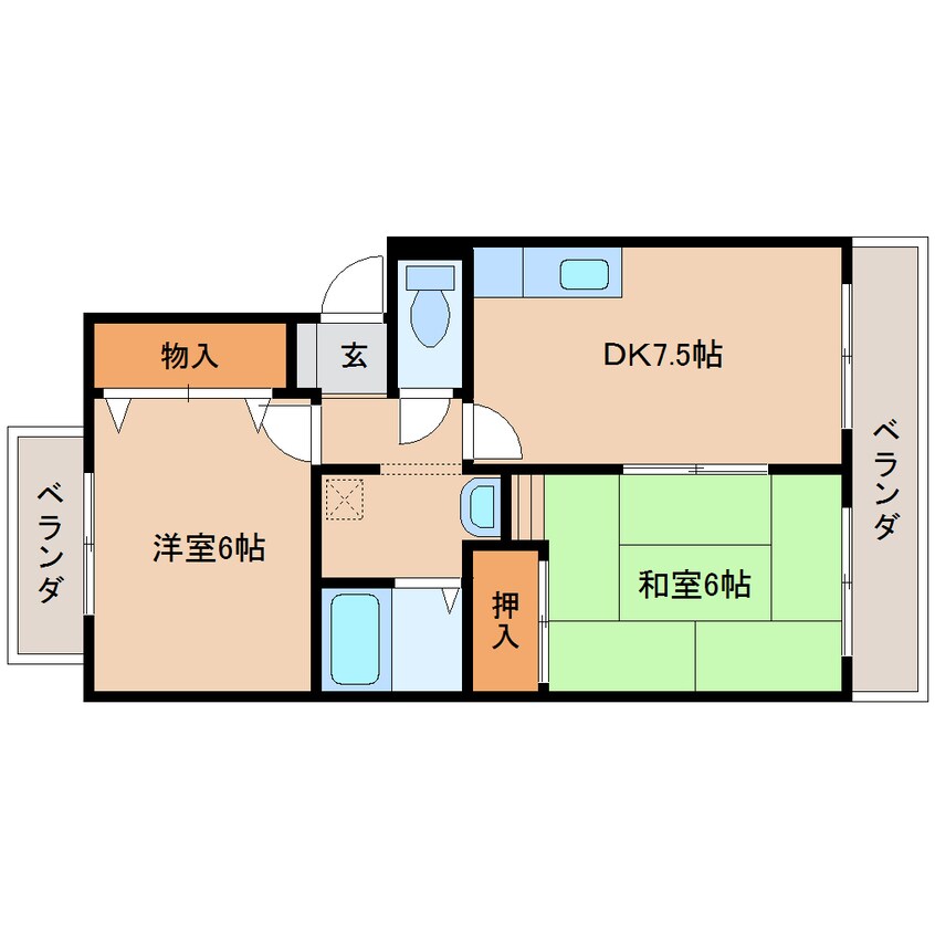 間取図 近鉄京都線/新祝園駅 バス13分光台6丁目下車:停歩3分 1階 築29年