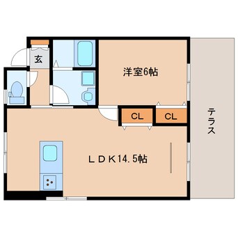 間取図 近鉄京都線/高の原駅 バス5分左京４丁目下車:停歩1分 1階 築31年