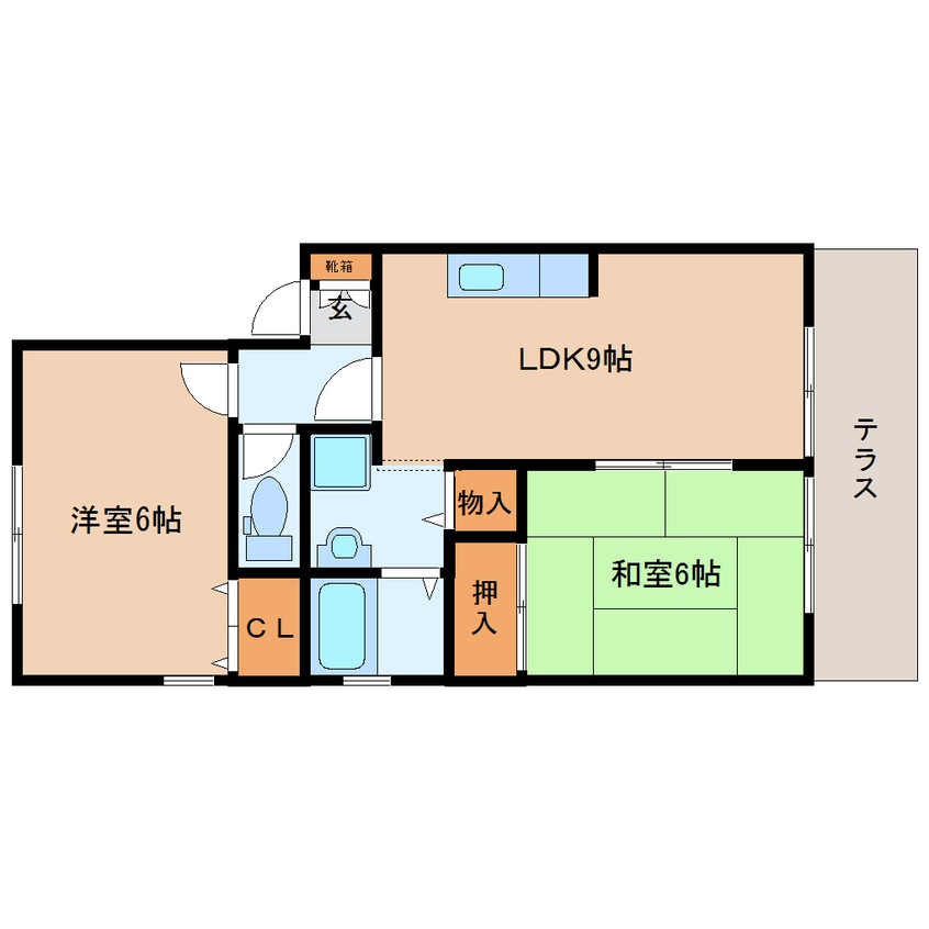 間取図 近鉄京都線/高の原駅 バス5分桜ケ丘4丁目下車:停歩4分 1階 築26年