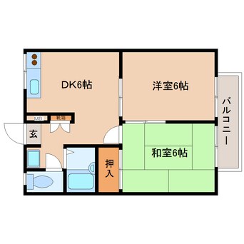 間取図 近鉄京都線/高の原駅 バス5分左京4丁目下車:停歩6分 2階 築36年