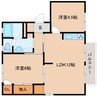 近鉄京都線/高の原駅 徒歩20分 2階 築30年 2LDKの間取り