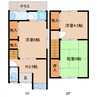 近鉄橿原線/尼ケ辻駅 徒歩5分 1-2階 築44年 3Kの間取り