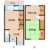 近鉄橿原線/尼ケ辻駅 徒歩5分 1-2階 築44年 3Kの間取り