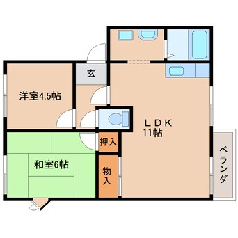 間取図 近鉄京都線/高の原駅 バス5分左京１丁目下車:停歩2分 2階 築35年