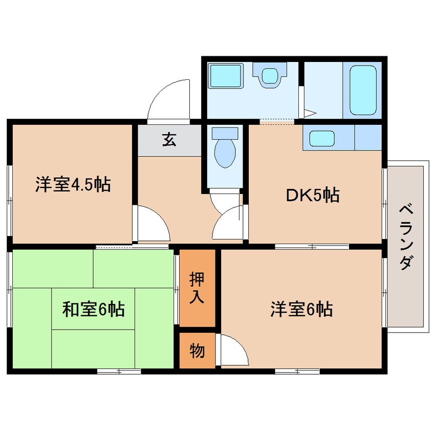 間取図 近鉄京都線/高の原駅 バス5分左京４丁目下車:停歩1分 1階 築31年