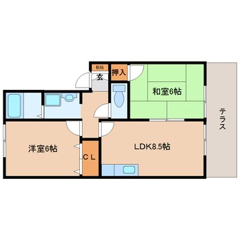 間取図 近鉄難波線・奈良線/大和西大寺駅 徒歩12分 1階 築29年