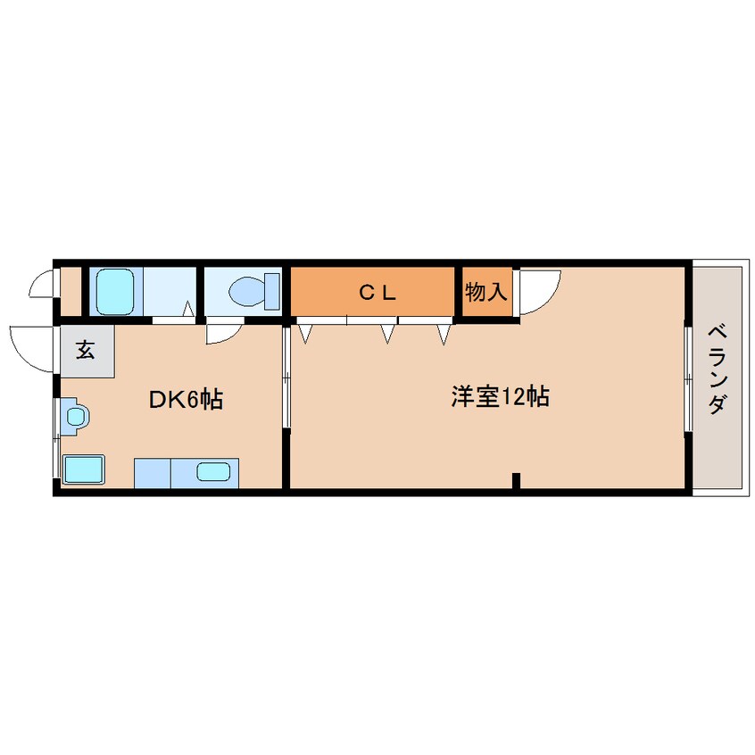 間取図 近鉄難波線・奈良線/大和西大寺駅 徒歩10分 2階 築46年