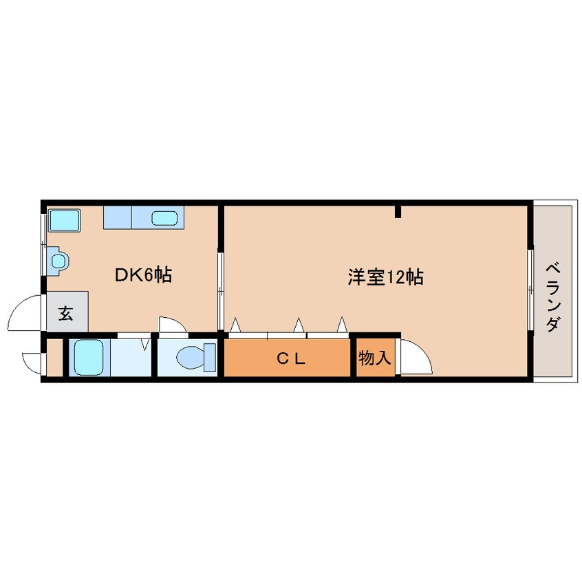 間取図 近鉄難波線・奈良線/大和西大寺駅 徒歩10分 2階 築46年