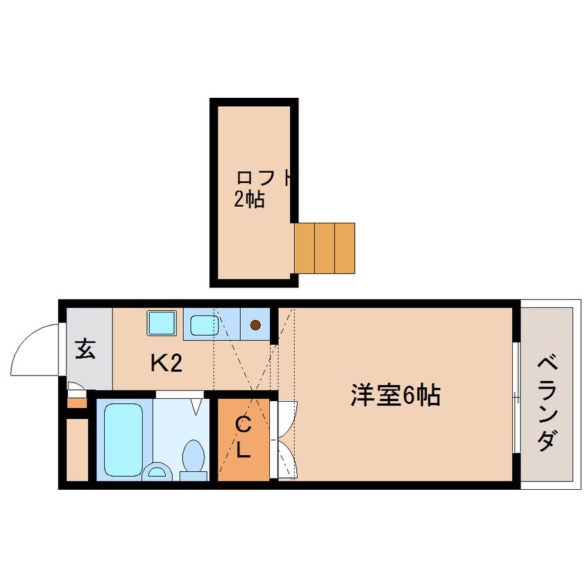 間取図 近鉄難波線・奈良線/大和西大寺駅 徒歩10分 2階 築35年