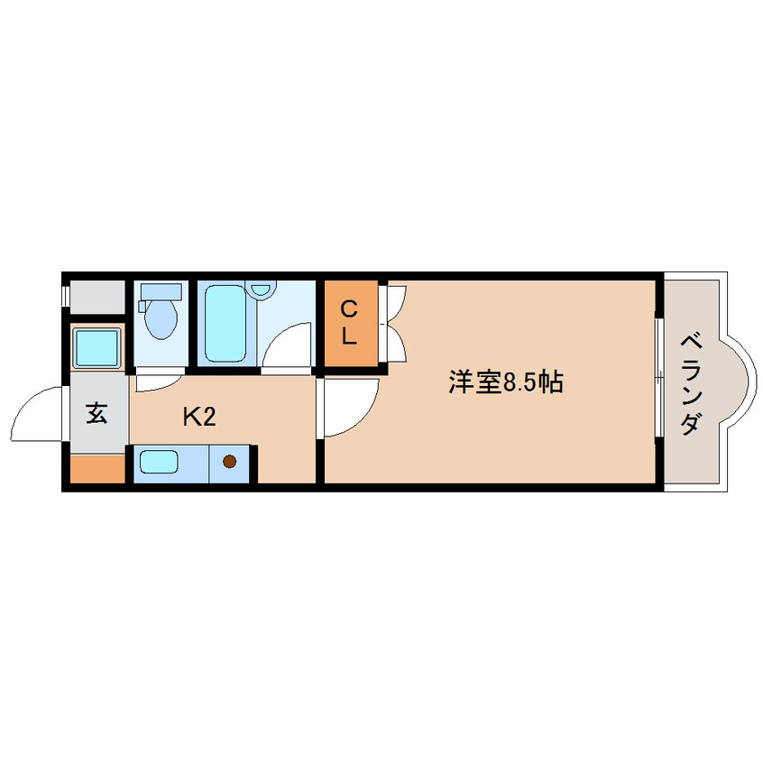 間取図 近鉄難波線・奈良線/大和西大寺駅 徒歩15分 2階 築29年