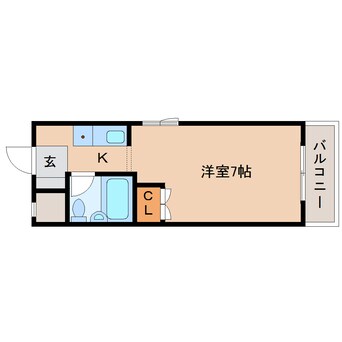 間取図 近鉄難波線・奈良線/大和西大寺駅 徒歩8分 2階 築34年