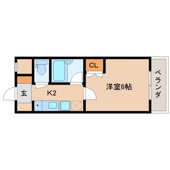 間取図 近鉄難波線・奈良線/大和西大寺駅 徒歩8分 2階 築34年