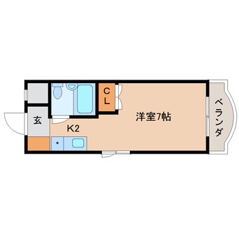 間取図 近鉄難波線・奈良線/大和西大寺駅 徒歩8分 2階 築34年