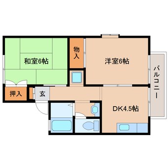 間取図 近鉄橿原線/西ノ京駅 徒歩8分 2階 築29年