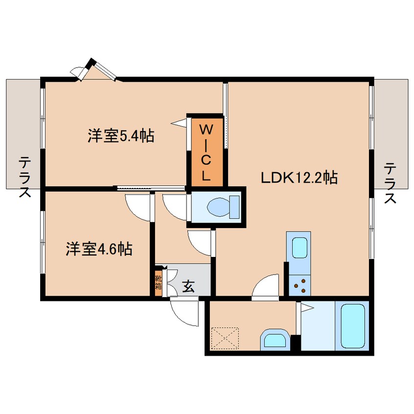 間取図 近鉄京都線/高の原駅 バス5分左京４丁目下車:停歩3分 1階 築34年