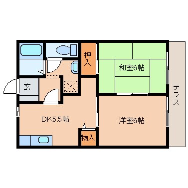 間取り図 近鉄京都線/高の原駅 徒歩9分 1階 築29年