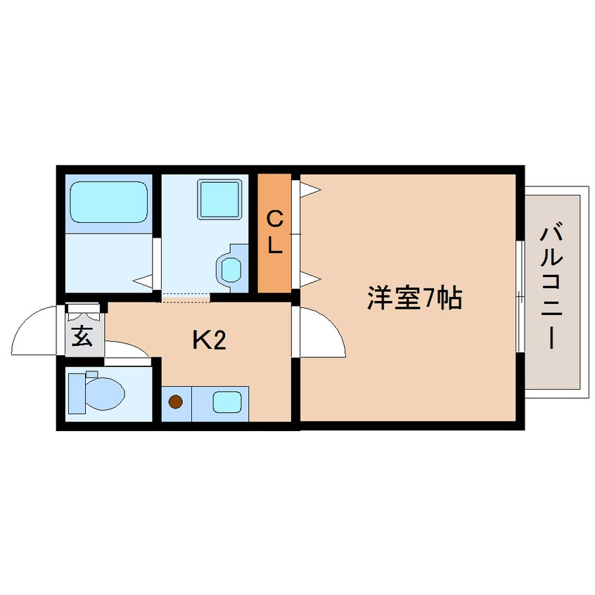 間取図 近鉄難波線・奈良線/大和西大寺駅 徒歩9分 2階 築24年