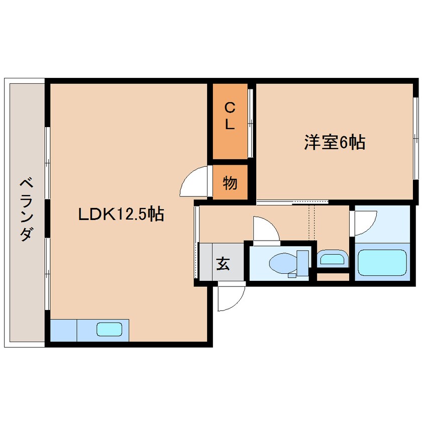 間取図 近鉄難波線・奈良線/大和西大寺駅 徒歩2分 1階 築47年