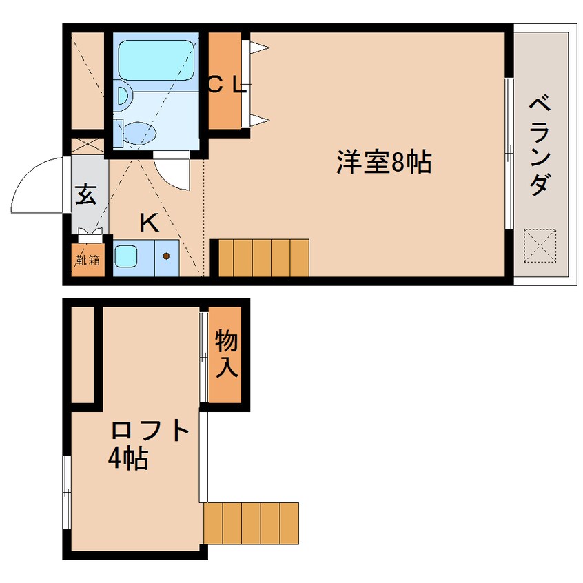 間取図 近鉄難波線・奈良線/大和西大寺駅 徒歩15分 2階 築35年