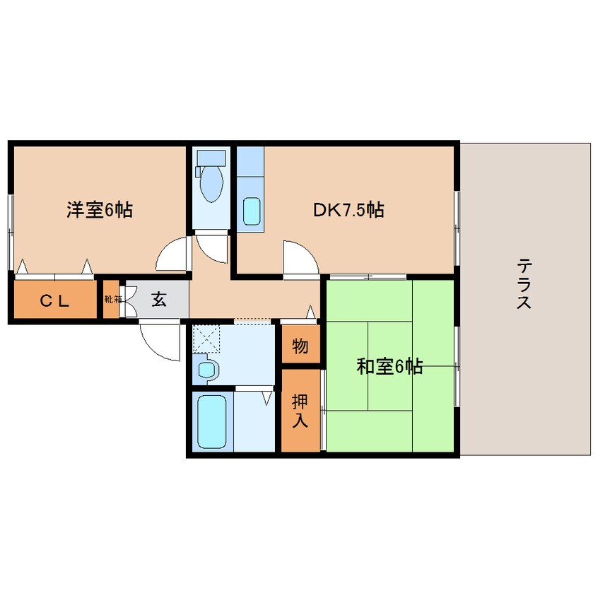 間取図 近鉄橿原線/尼ケ辻駅 徒歩6分 1階 築24年