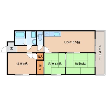 間取図 近鉄難波線・奈良線/大和西大寺駅 徒歩8分 4階 築34年