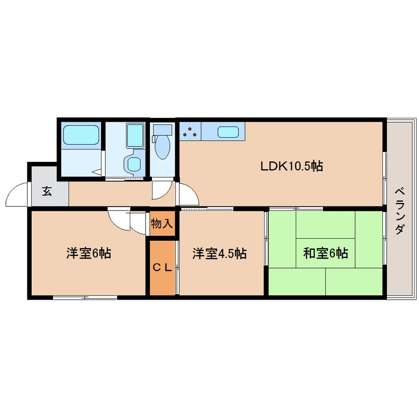 間取図 近鉄難波線・奈良線/大和西大寺駅 徒歩8分 2階 築34年