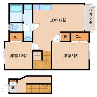 間取図 近鉄京都線/新祝園駅 徒歩5分 2階 築21年