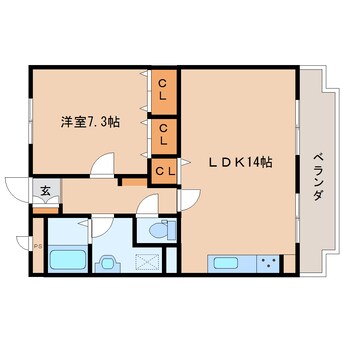 間取図 近鉄難波線・奈良線/大和西大寺駅 徒歩12分 2階 築45年