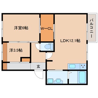 間取図 近鉄橿原線/西ノ京駅 徒歩16分 2階 築29年