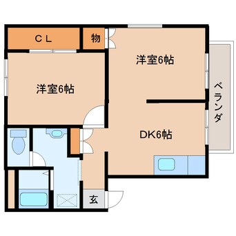 間取図 近鉄橿原線/尼ケ辻駅 徒歩11分 2階 築29年