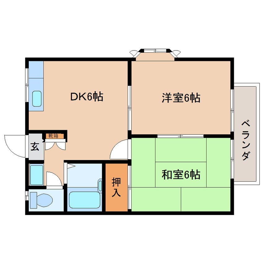 間取図 近鉄難波線・奈良線/大和西大寺駅 徒歩8分 2階 築33年