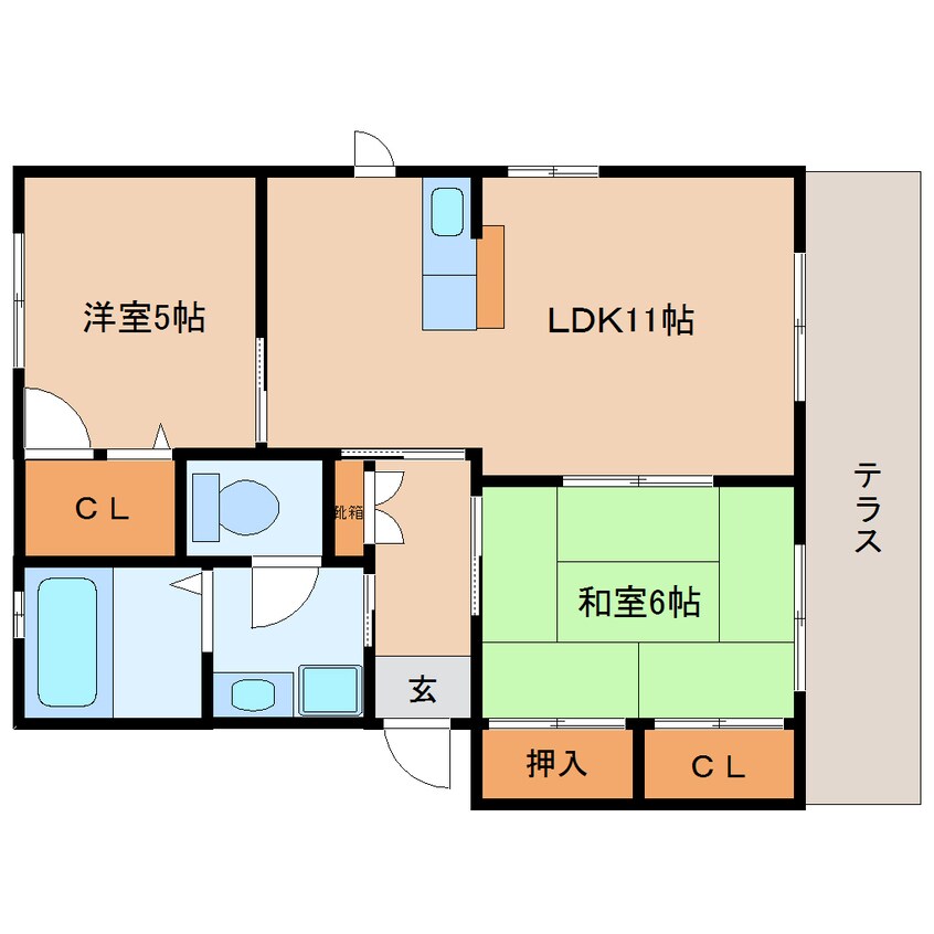 間取図 近鉄橿原線/尼ケ辻駅 徒歩15分 1階 築23年