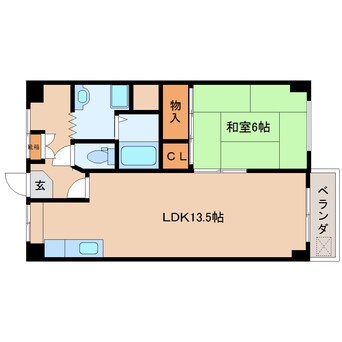 間取図 近鉄難波線・奈良線/大和西大寺駅 徒歩7分 3階 築45年