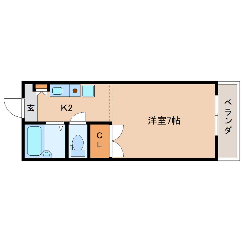 間取図 近鉄難波線・奈良線/菖蒲池駅 徒歩8分 2階 築34年