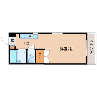 間取図 近鉄難波線・奈良線/菖蒲池駅 徒歩8分 2階 築34年