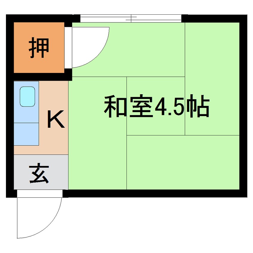 間取図 近鉄難波線・奈良線/大和西大寺駅 徒歩12分 1階 築45年