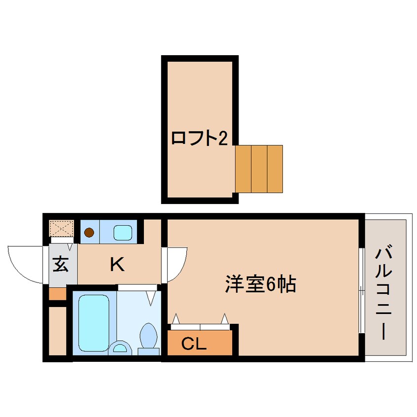 間取図 近鉄難波線・奈良線/菖蒲池駅 徒歩5分 2階 築33年