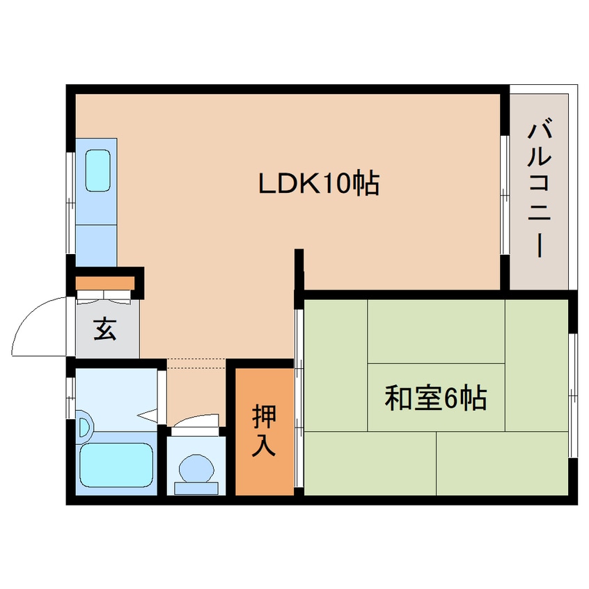 間取図 近鉄難波線・奈良線/大和西大寺駅 徒歩7分 2階 築49年