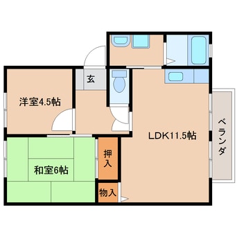 間取図 近鉄橿原線/西ノ京駅 徒歩16分 2階 築22年