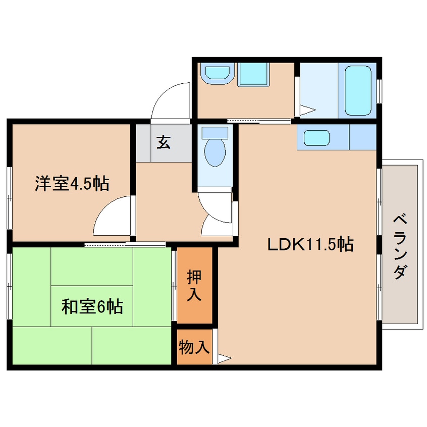 間取図 近鉄橿原線/西ノ京駅 徒歩16分 2階 築22年
