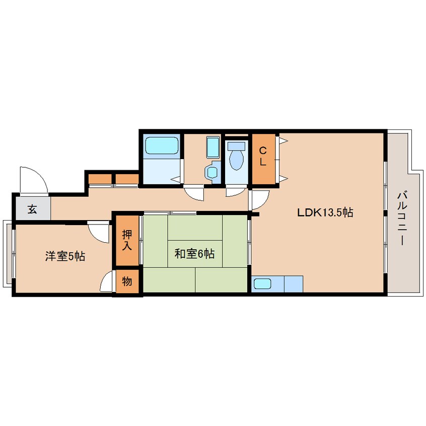 間取図 近鉄難波線・奈良線/大和西大寺駅 バス8分北秋篠下車:停歩1分 1階 築32年