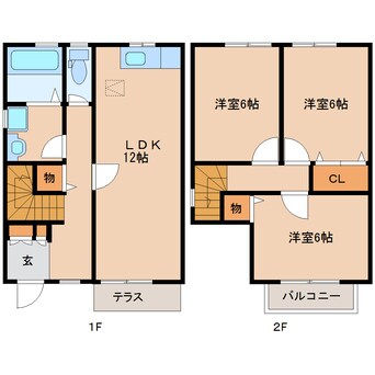 間取図 近鉄難波線・奈良線/大和西大寺駅 徒歩15分 1-2階 築23年