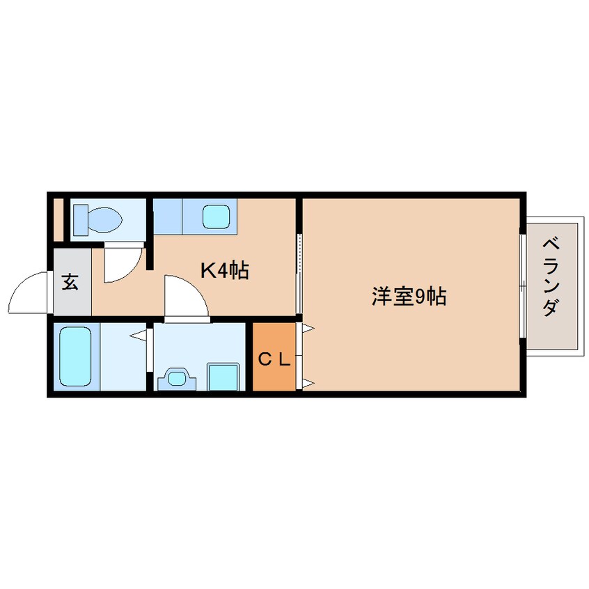 間取図 近鉄難波線・奈良線/大和西大寺駅 徒歩8分 1階 築25年