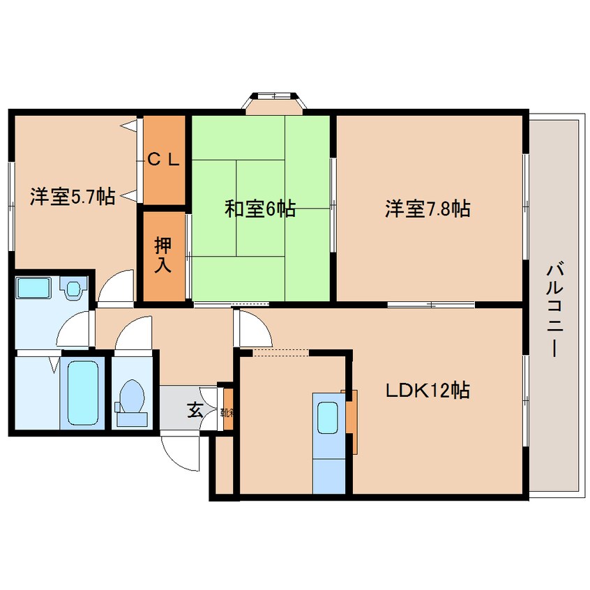 間取図 近鉄京都線/高の原駅 徒歩20分 2階 築23年