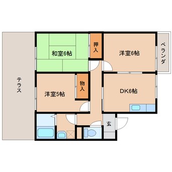 間取図 近鉄難波線・奈良線/大和西大寺駅 徒歩16分 1階 築28年