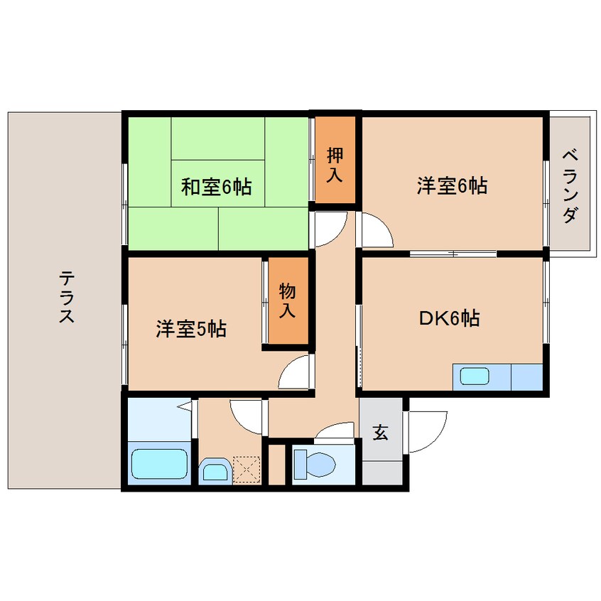 間取図 近鉄難波線・奈良線/大和西大寺駅 徒歩16分 1階 築28年